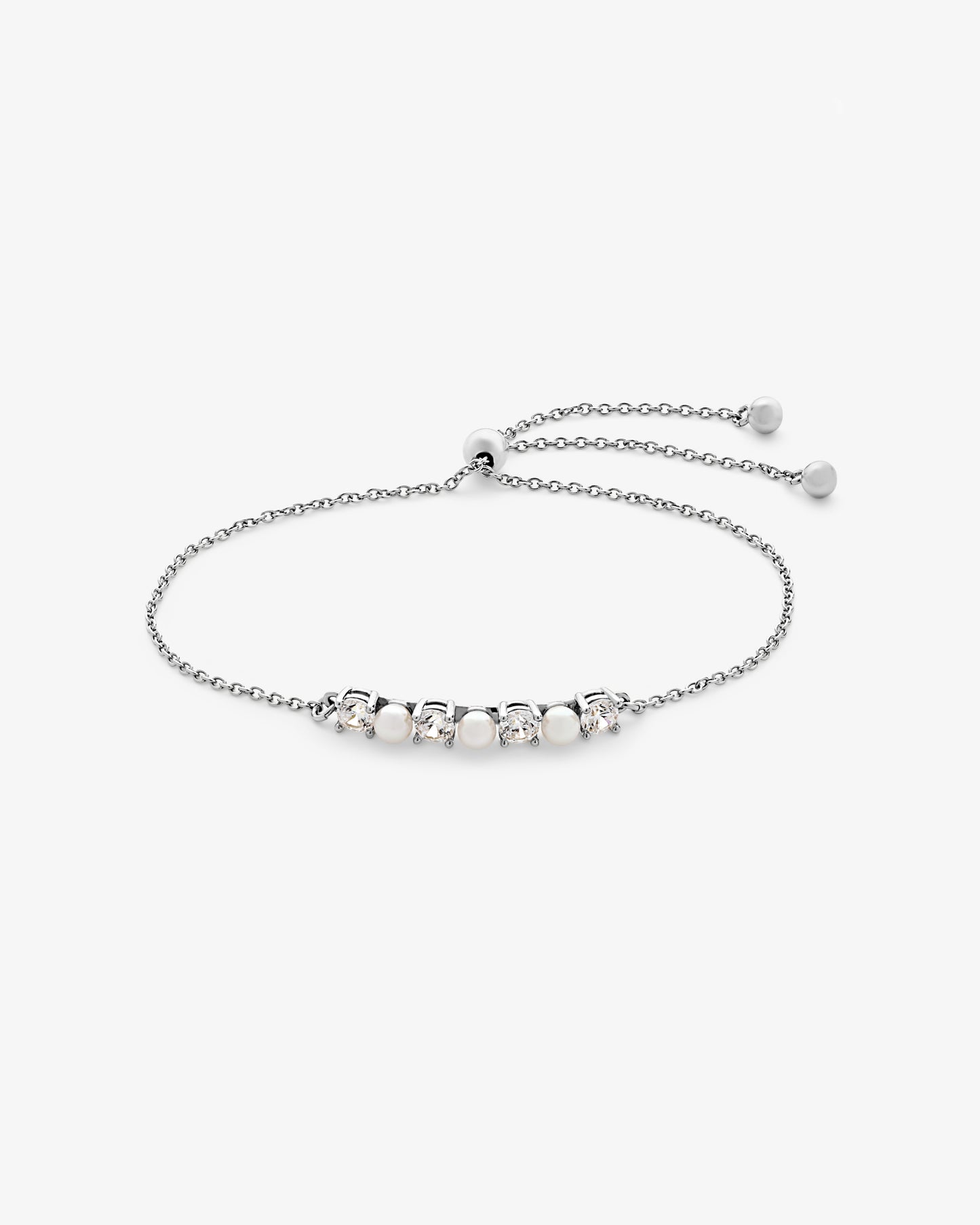 Chain Bracelet with Pearls and Zirconia