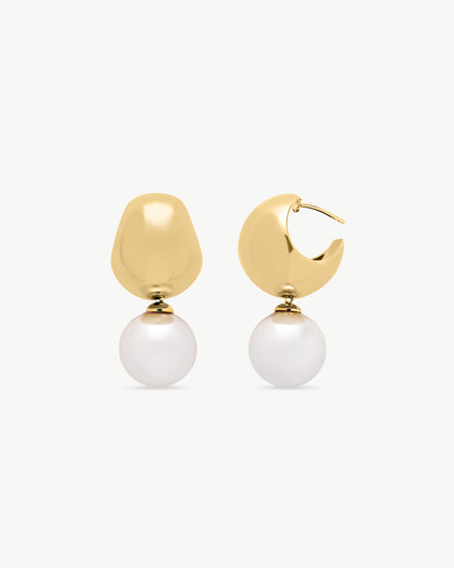 Earrings Gold Pearl 14mm Lumen