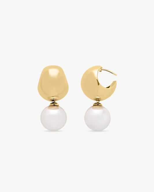 Earrings Gold Pearl 14mm Lumen