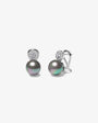 Ohrringe aus Silber mit Zirkonia-Rosette und grauer Perle Exquisite
