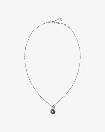 Collar de plata con cuadrado de circonitas y perla gris Exquisite