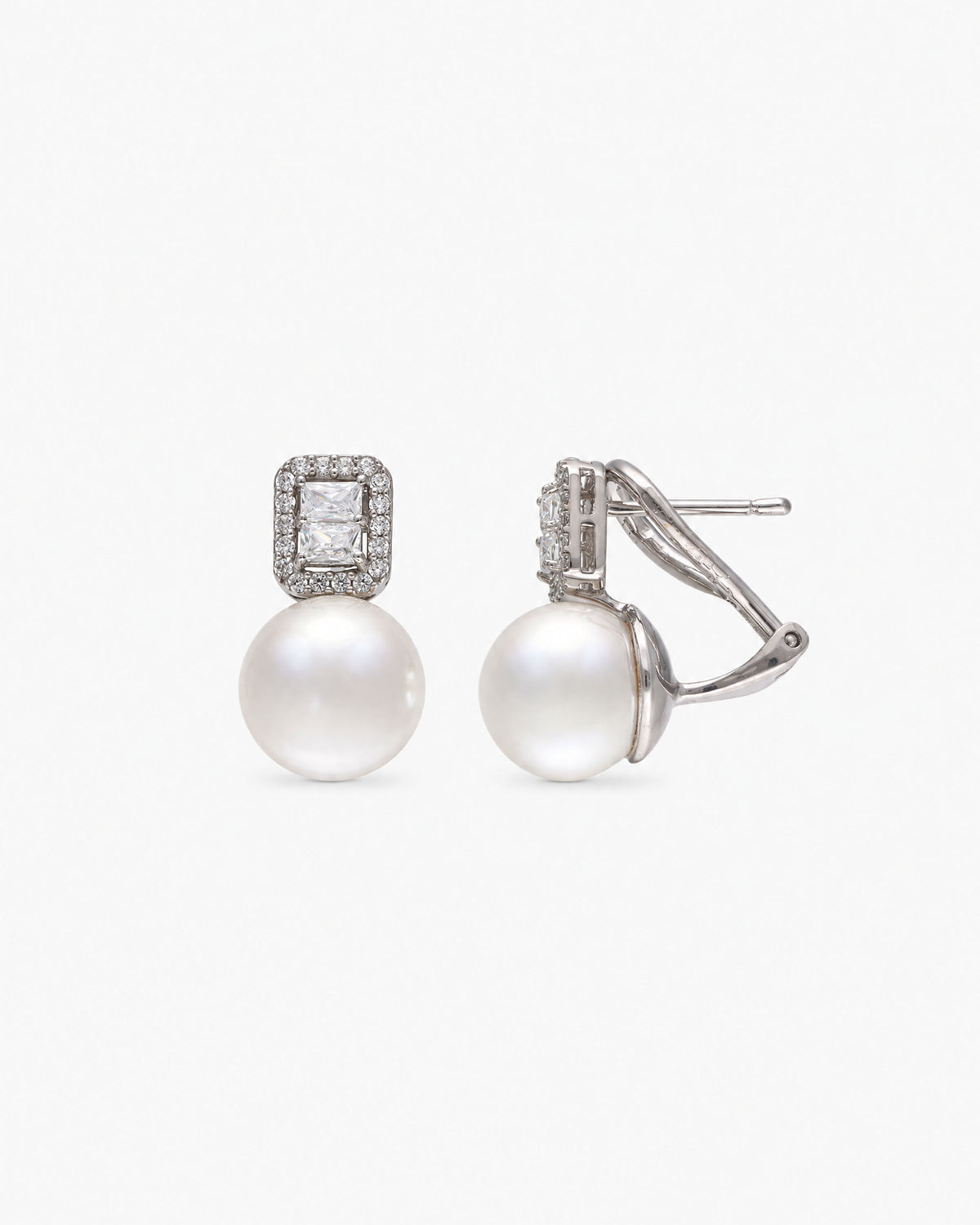 Pendientes Cuadrado de Circonita y Perla 10mm Exquisite
