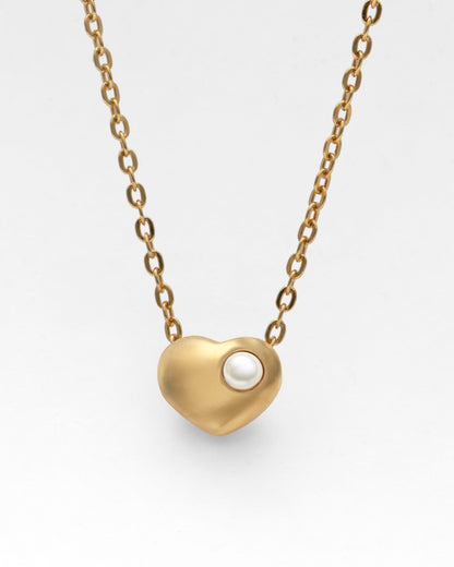 Halskette mit Herz und weißer Perle Tiny Treasure 