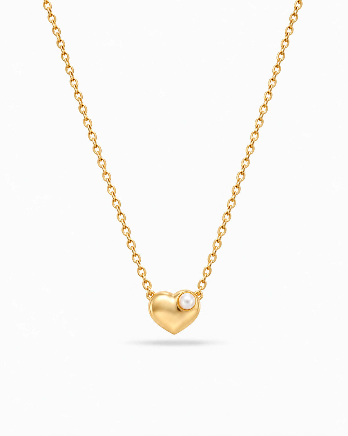 Cadena con corazón y perla blanca Tiny Treasure