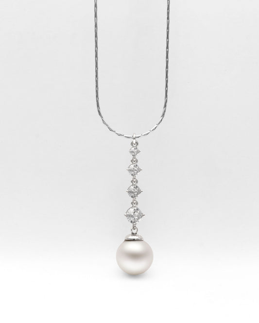 Necklace with Zirconia and Pearl Pendant Éclat