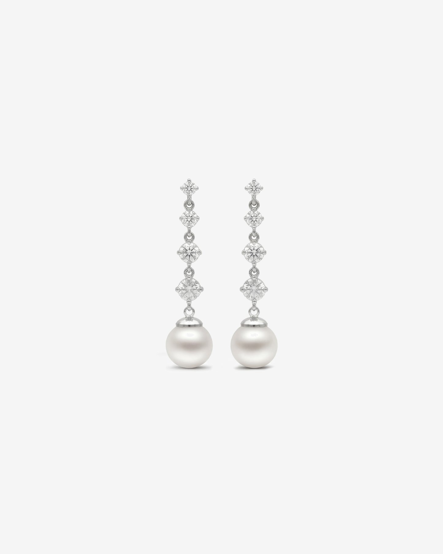 Pendientes largos Circonitas y Perla Éclat