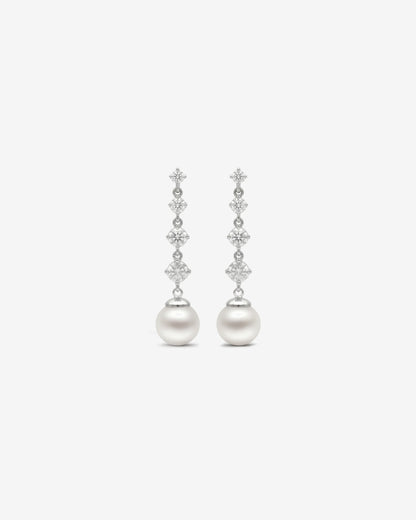 Pendientes largos Circonitas y Perla Éclat