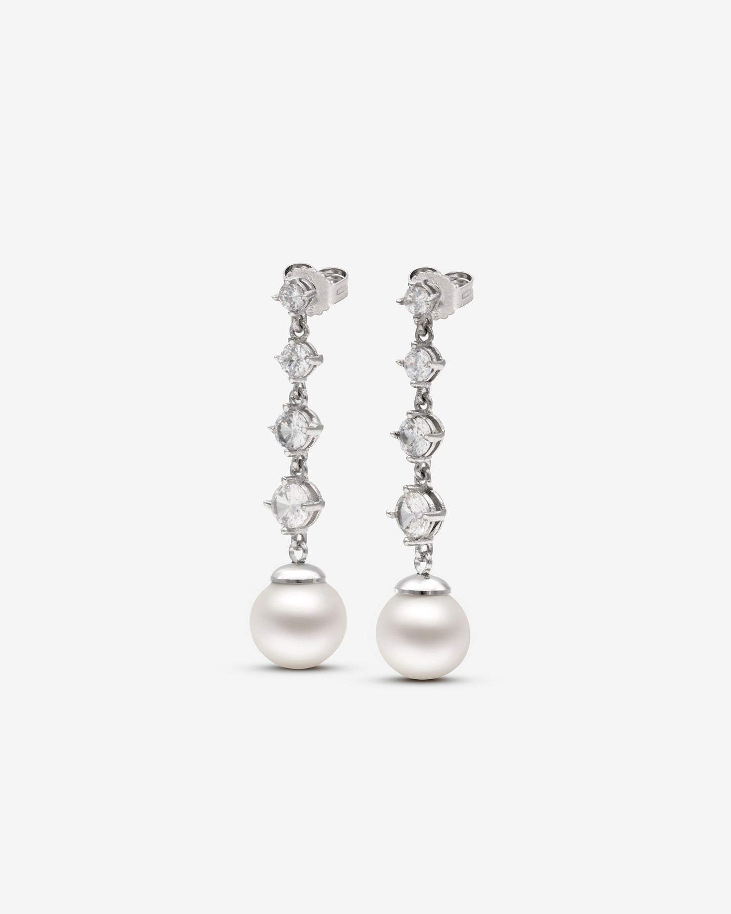 Pendientes largos Circonitas y Perla Éclat