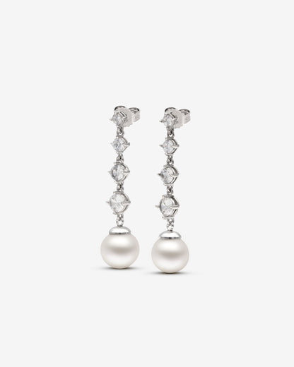 Pendientes largos Circonitas y Perla Éclat