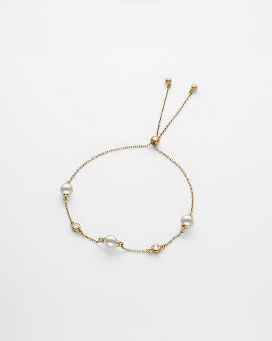 Pulsera Oro 18K, Diamantes y Perlas Gold