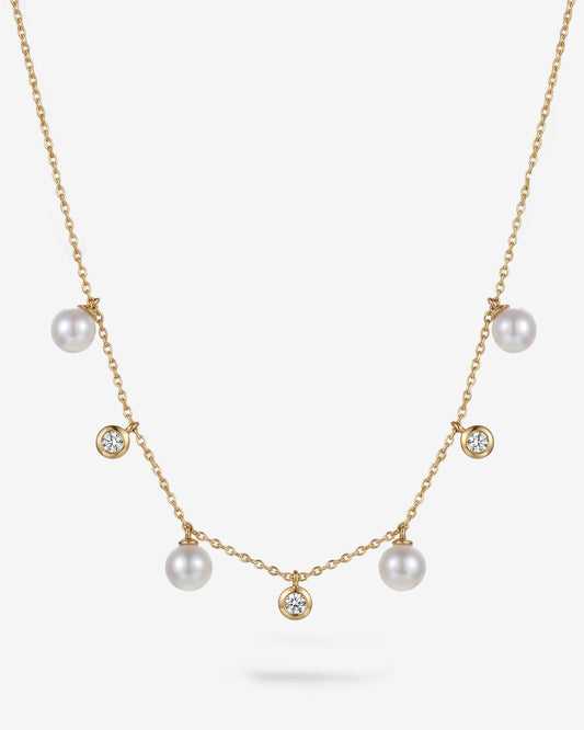 Choker with Diamond and Pearl Gold