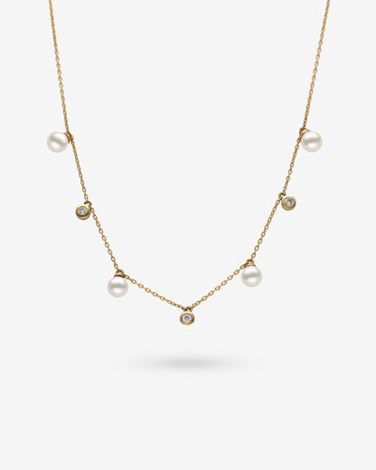 Choker with Diamond and Pearl Gold