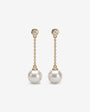 Lange Diamant- und Perlenohrringe Gold
