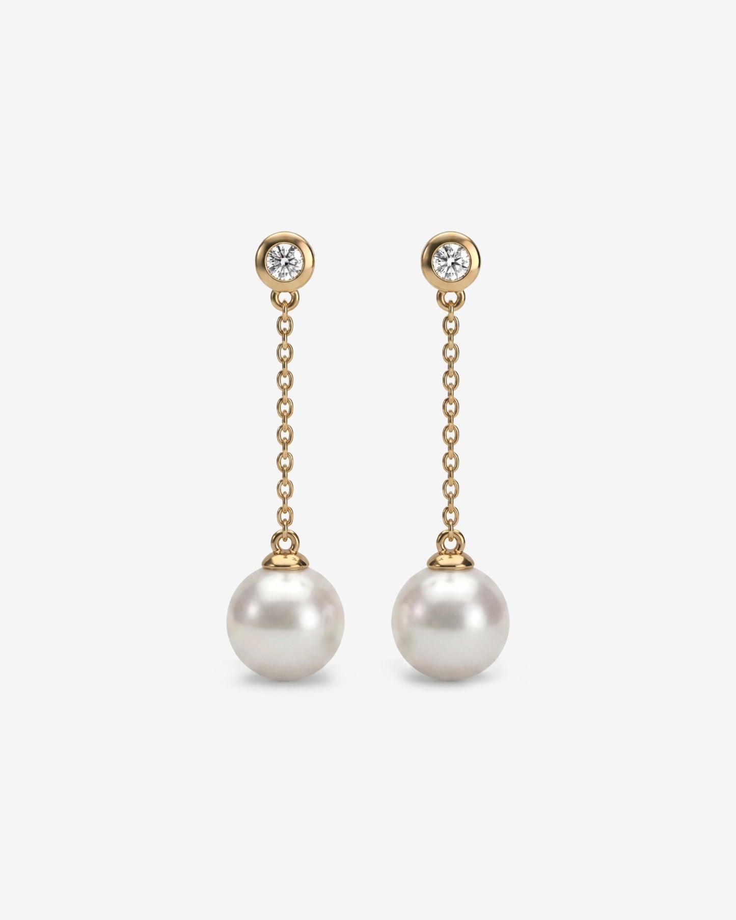 Lange Diamant- und Perlenohrringe Gold