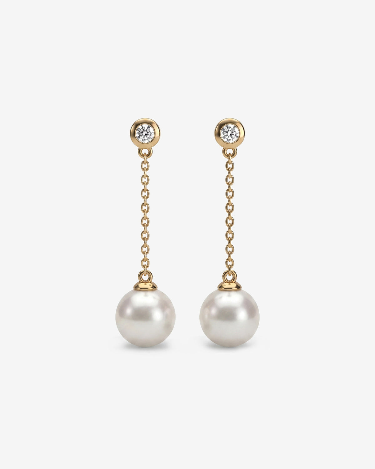 Lange Diamant- und Perlenohrringe Gold
