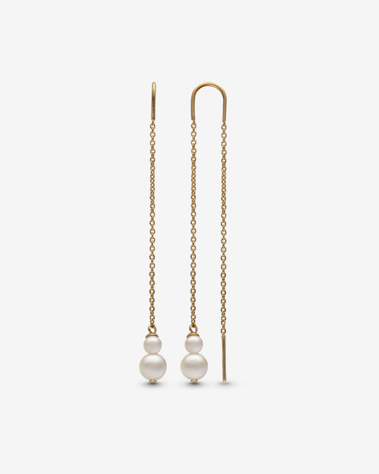 Long Earrings White Pearls Duet