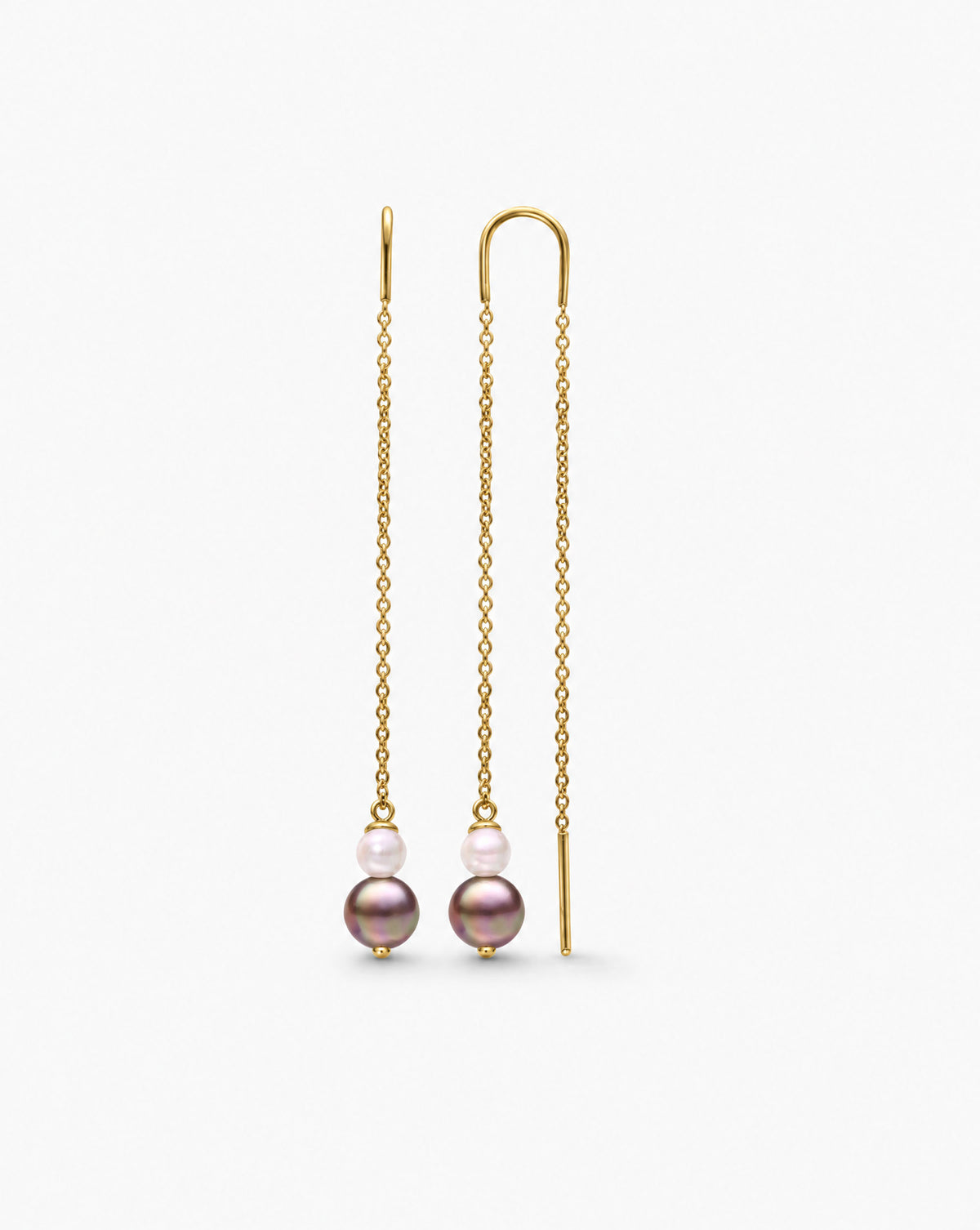 Pendientes largos con perlas de color Duet