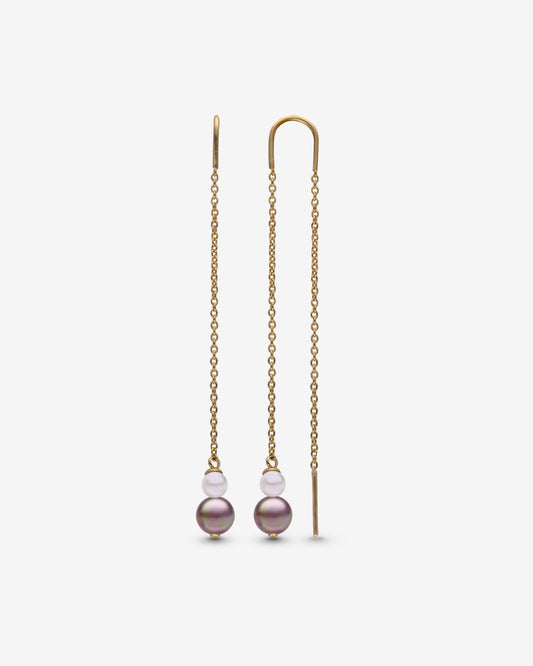 Long earrings with colored pearls Duet