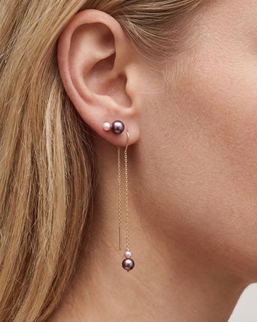 Earrings colored Pearls Duet 