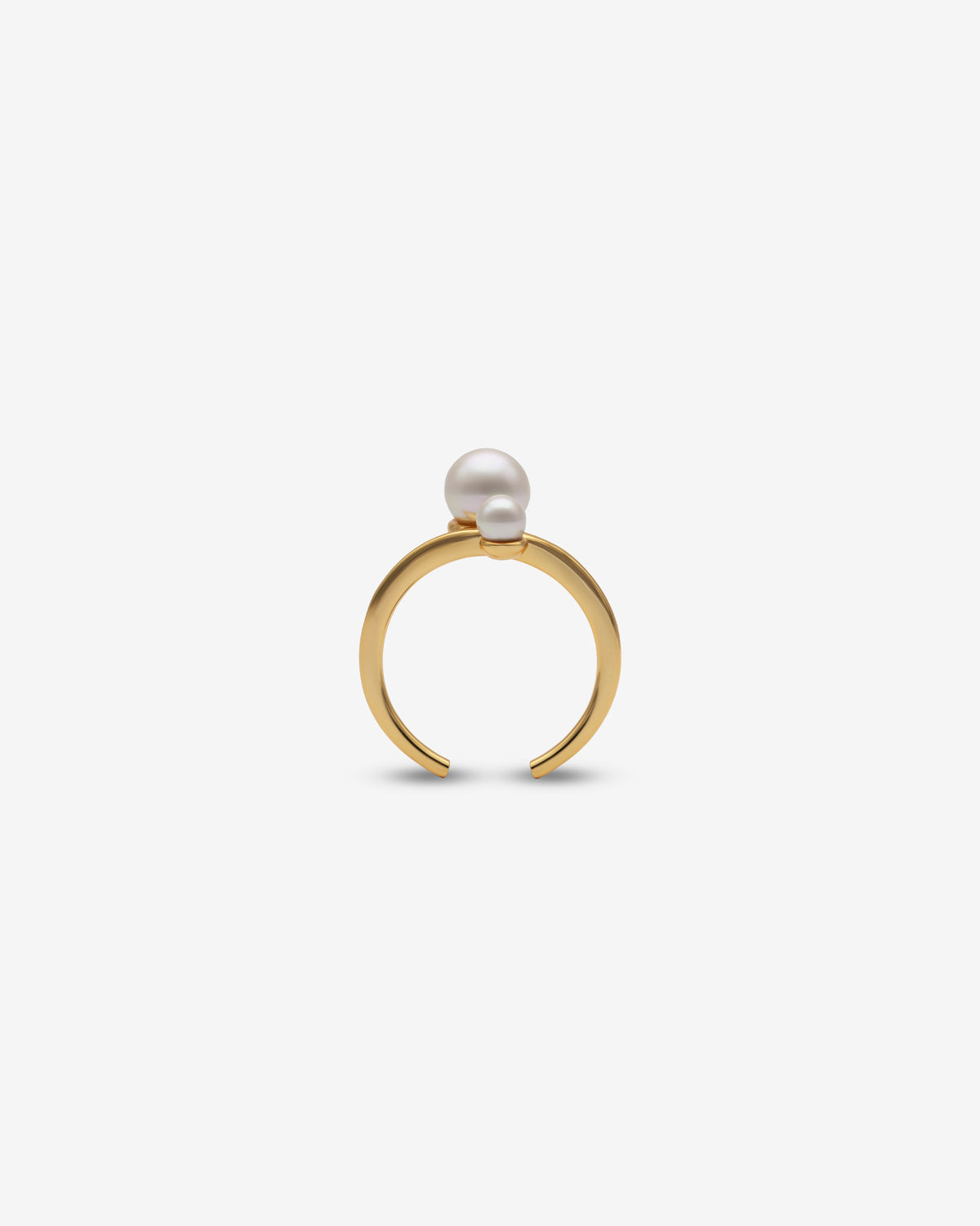 Offener Ring mit weißen Perlen Duet