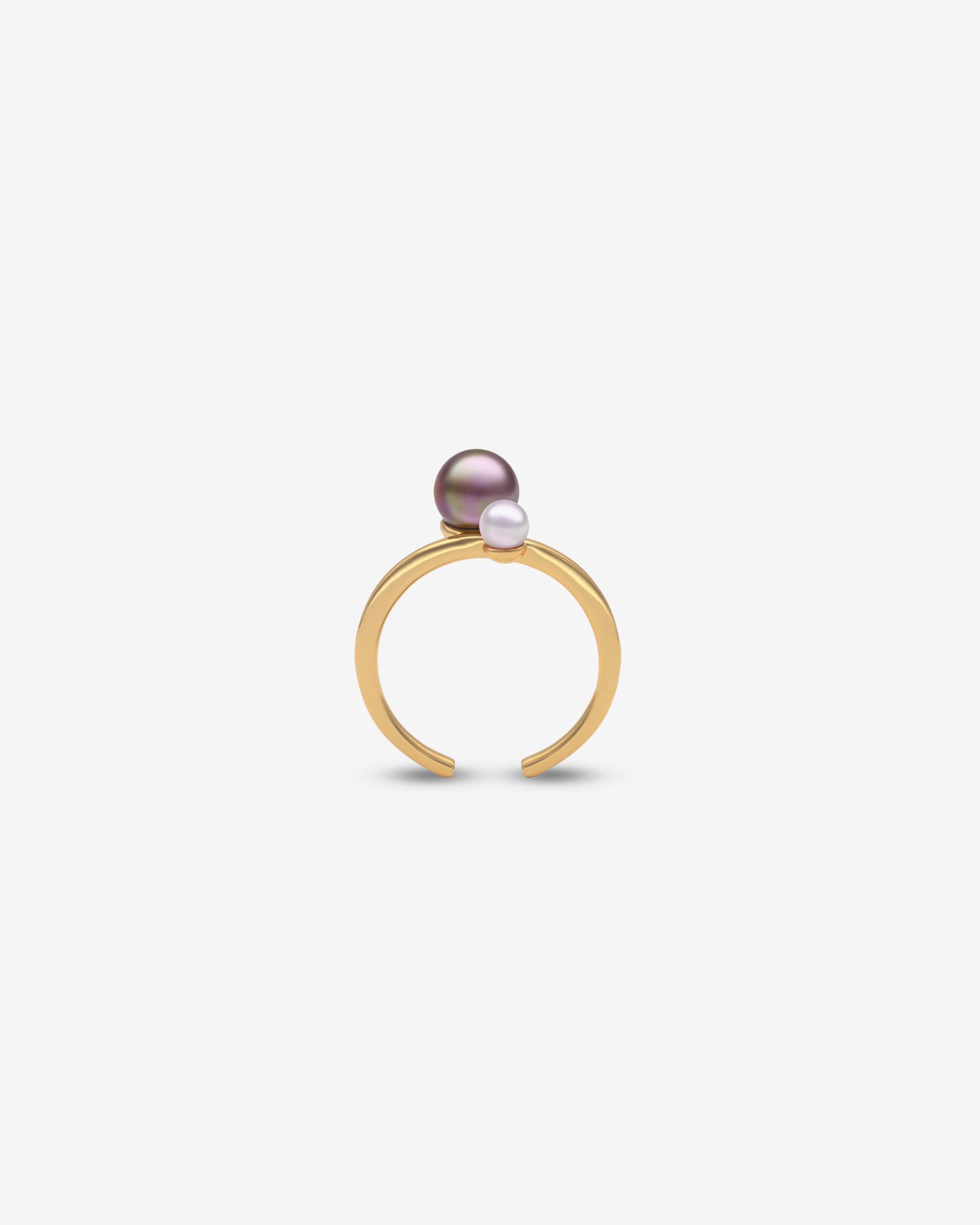 Open Ring with Colored Pearl Duet