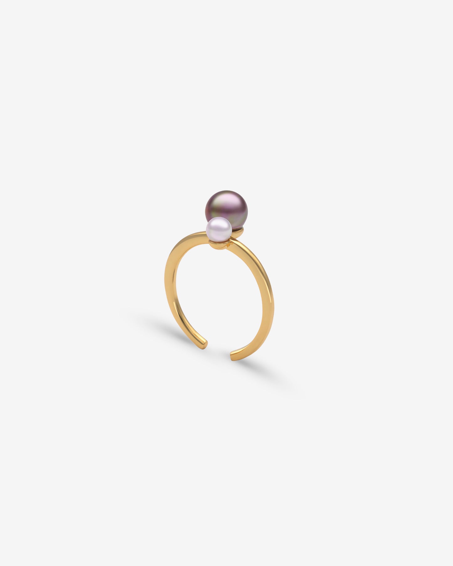 Open Ring with Colored Pearl Duet