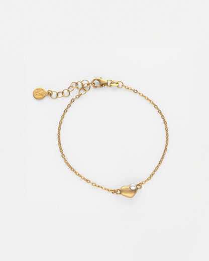Bracelet with Heart & Pearl Tiny Treasure 