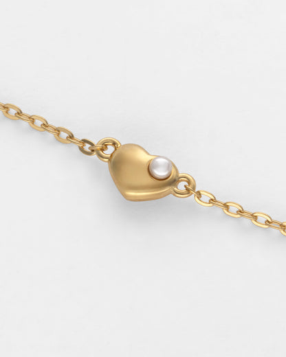 Bracelet with Heart & Pearl Tiny Treasure 