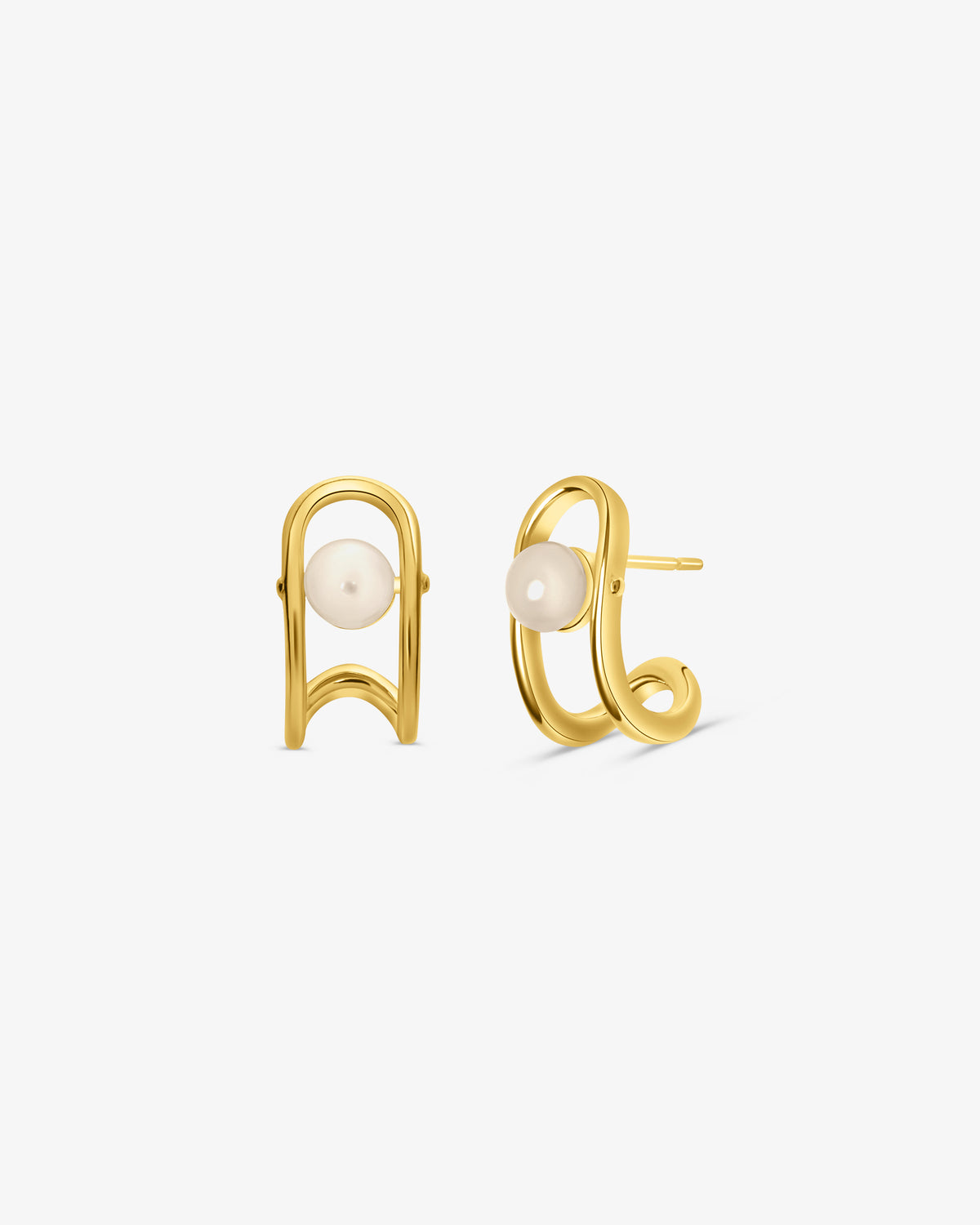 Short 18k gold-plated silver earrings with pearl Libre
