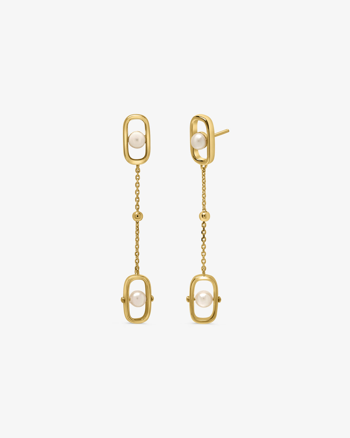 Pendientes largos en plata bañada en oro 18k con perlas Libre