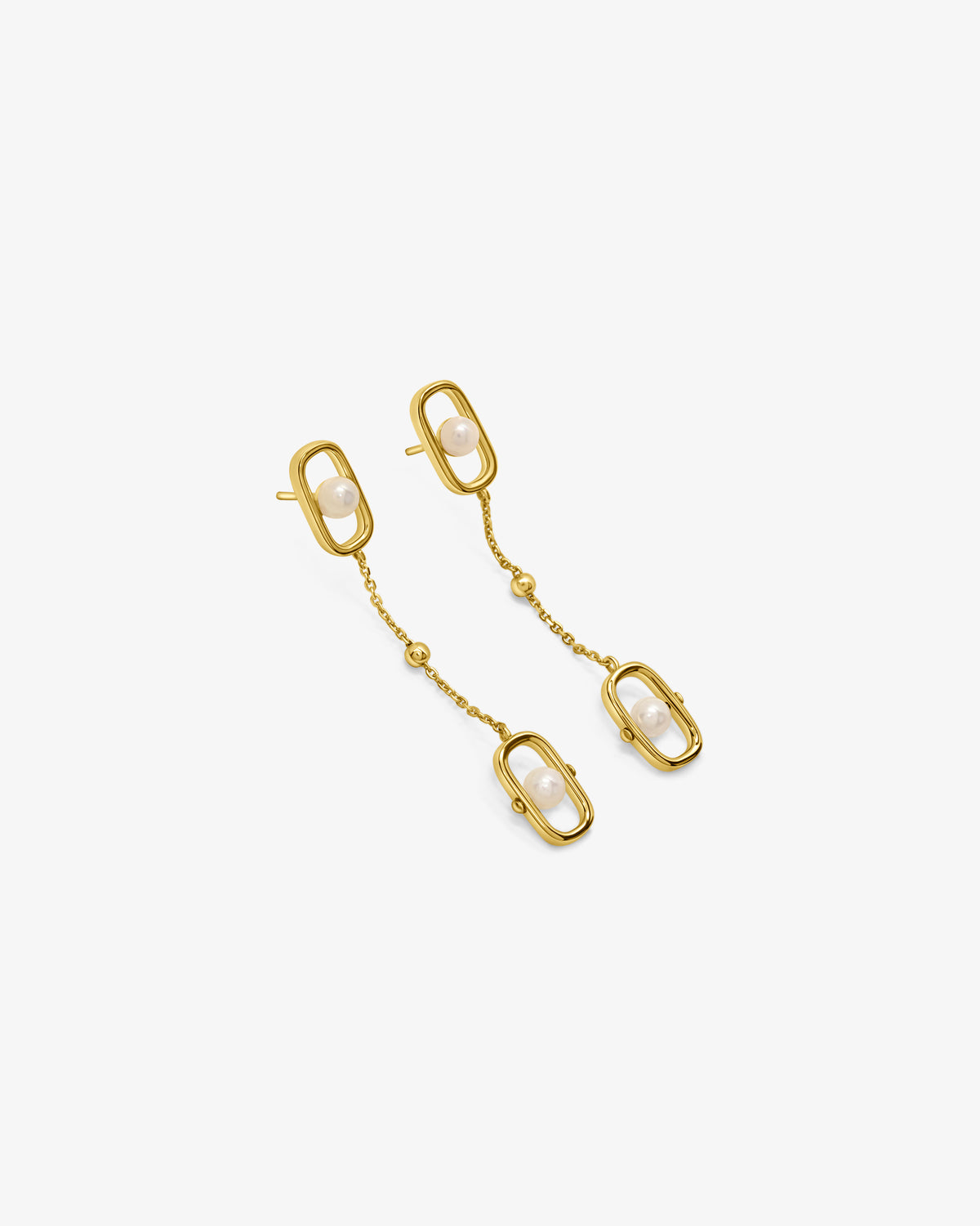 Pendientes largos en plata bañada en oro 18k con perlas Libre