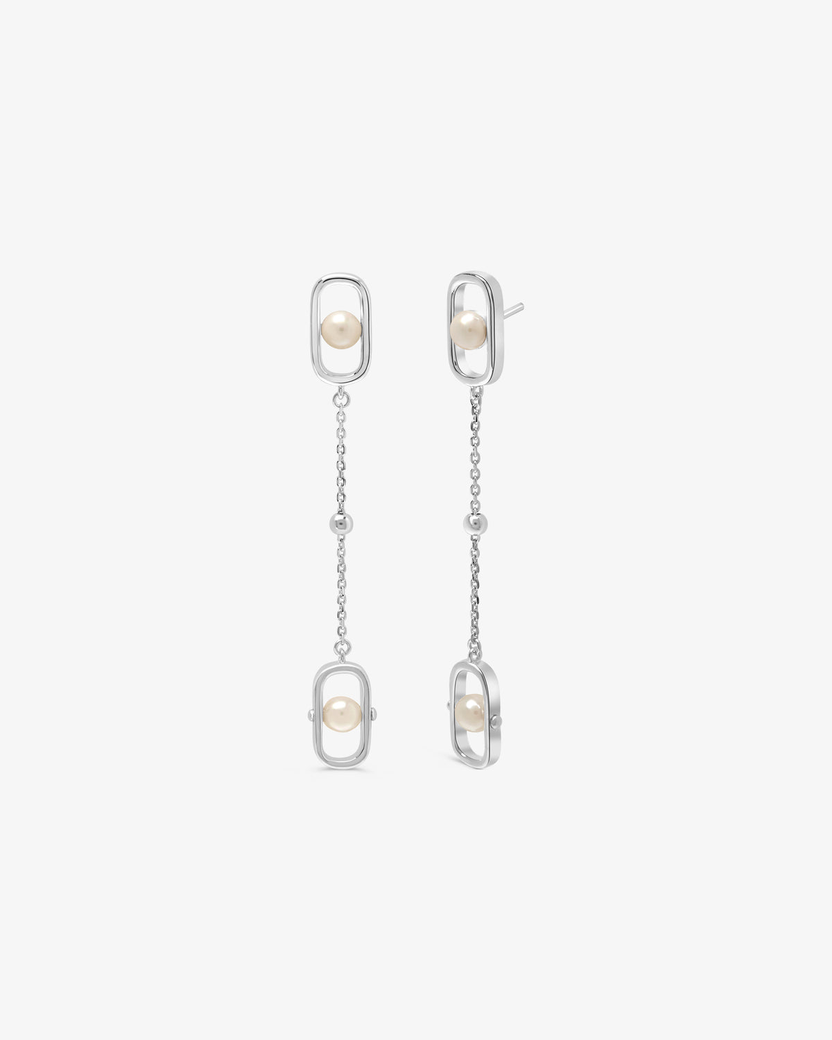 Pendientes largos en plata con perlas Libre