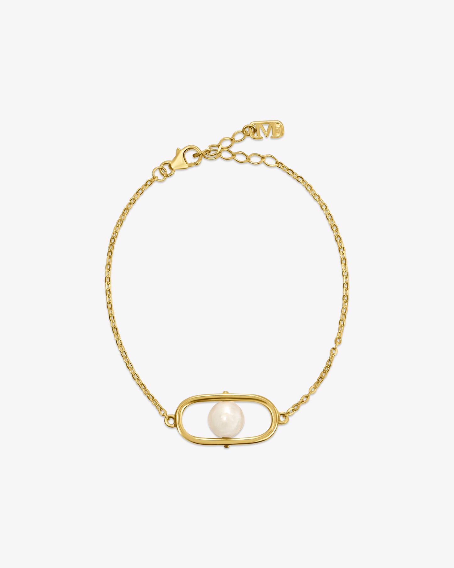 18k gold-plated silver chain bracelet with a pearl Libre