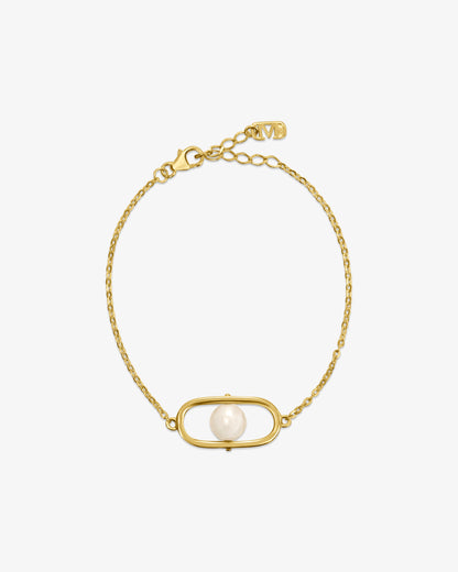 18k gold-plated silver chain bracelet with a pearl Libre