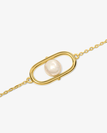 18k gold-plated silver chain bracelet with a pearl Libre