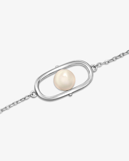 Pulsera de cadena en plata con perla Libre