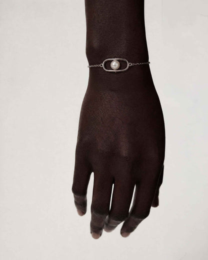 Pulsera de cadena en plata con perla Libre
