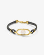 Lederarmband aus 18 Karat vergoldetem und Perle