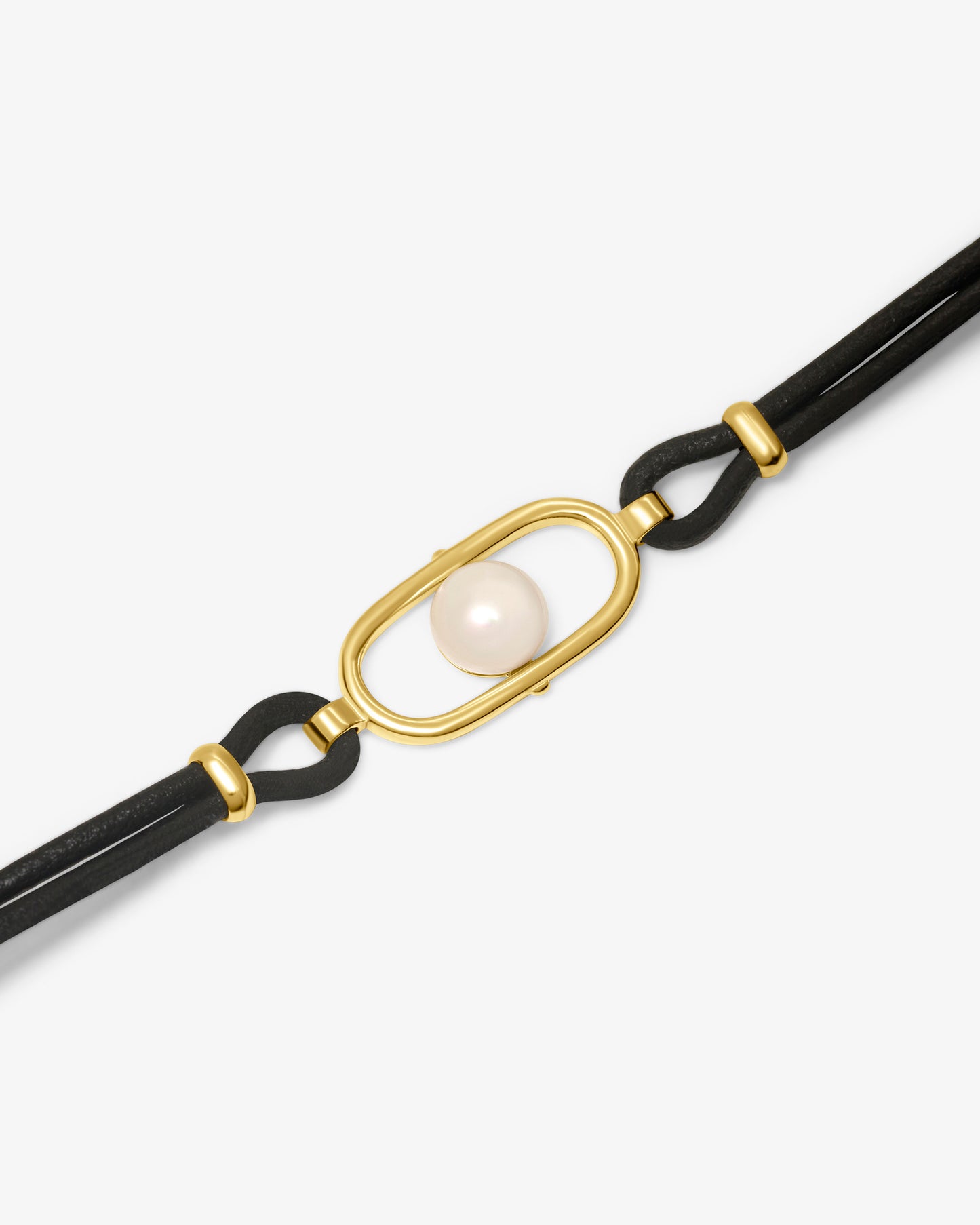 Lederarmband aus 18 Karat vergoldetem und Perle