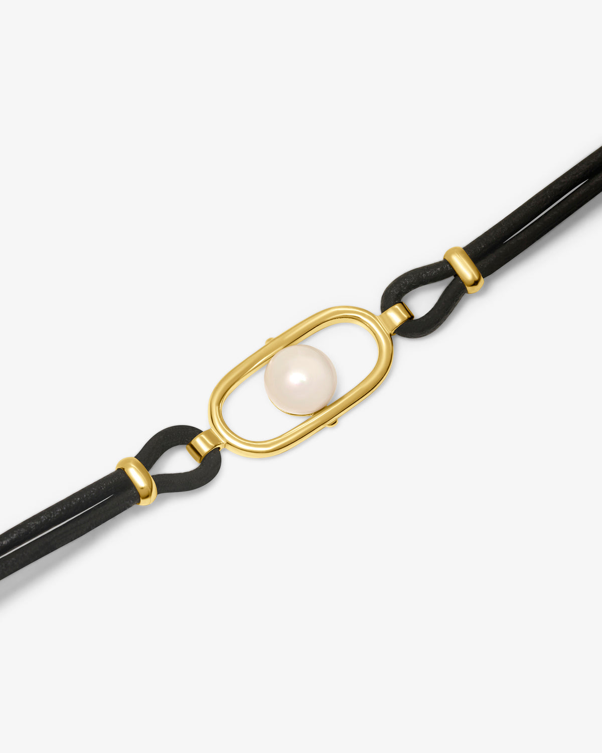 Lederarmband aus 18 Karat vergoldetem und Perle