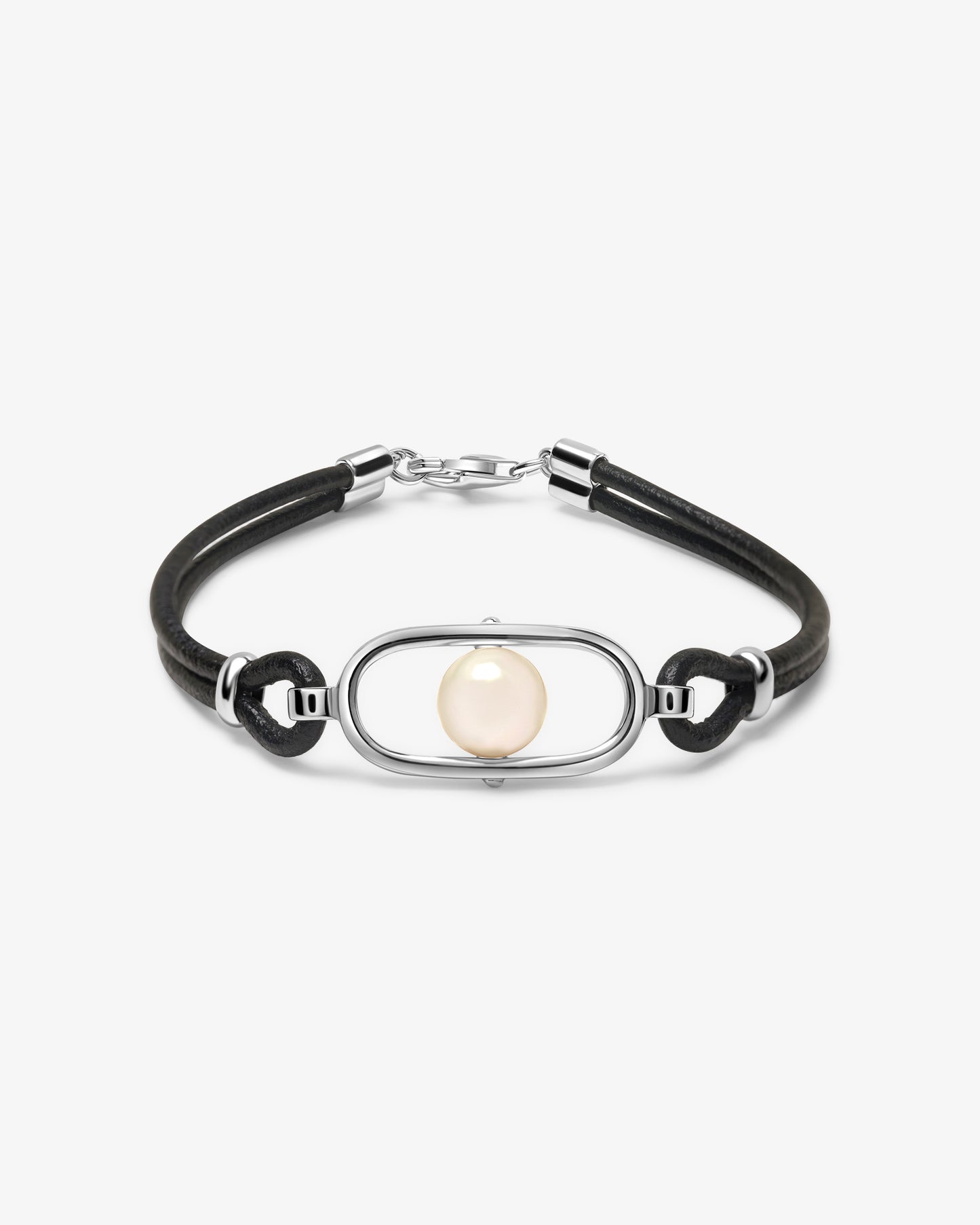 Lederarmband in Silber mit Perle Libre