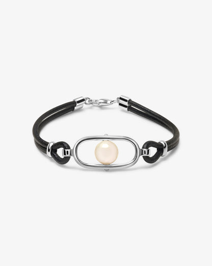 Lederarmband in Silber mit Perle Libre