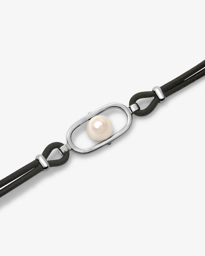 Lederarmband in Silber mit Perle Libre