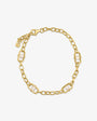 Pulsera de eslabones en plata bañada en oro 18k con perlas y logo Libre