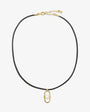Leather necklace in 18k gold-plated silver with a pearl pendant Libre