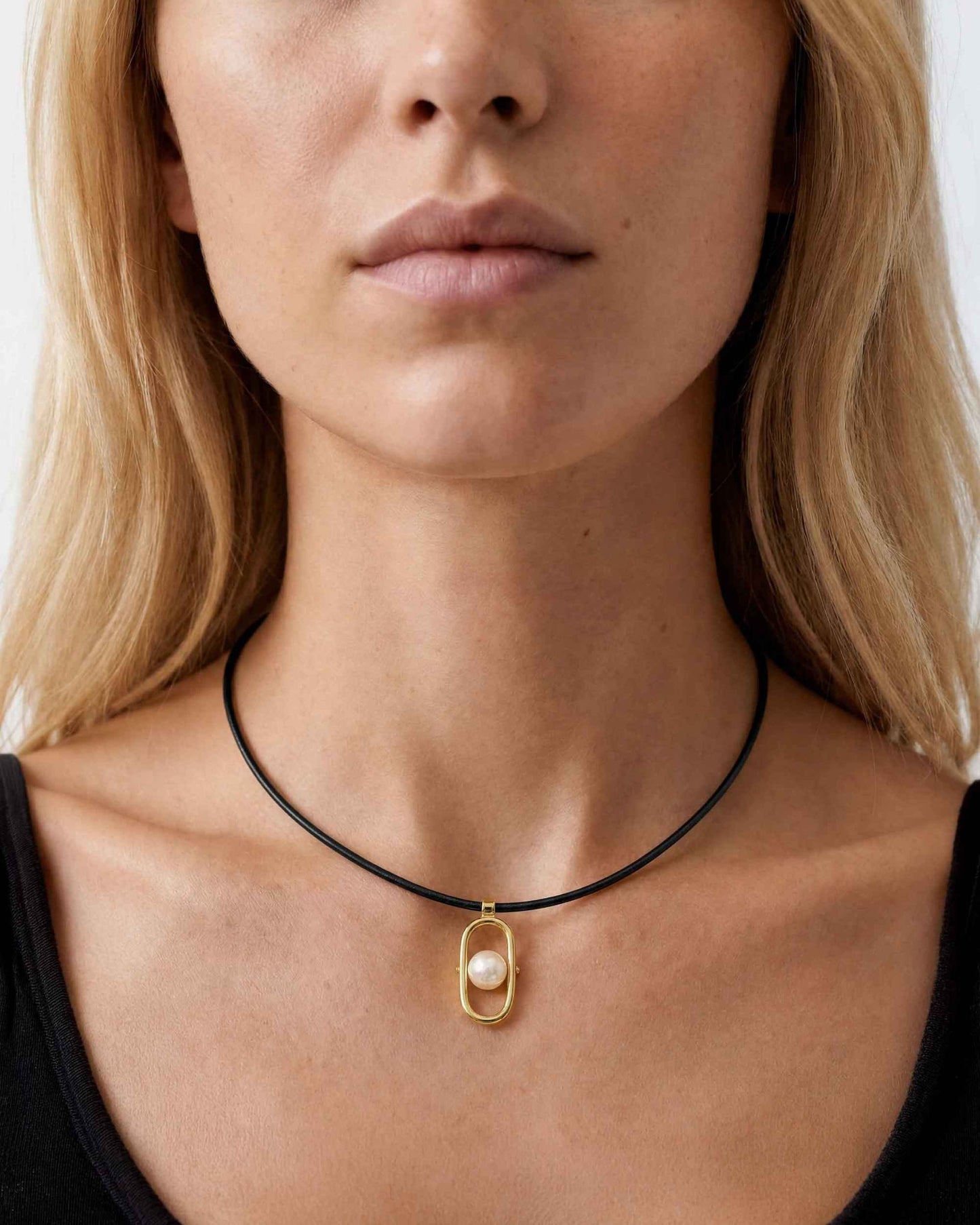 18 Karat vergoldete Silberkette mit Perle Libre