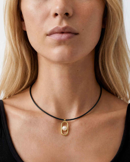 18 Karat vergoldete Silberkette mit Perle Libre