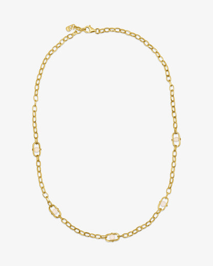 18k gold-plated silver choker with pearls and logo Libre 