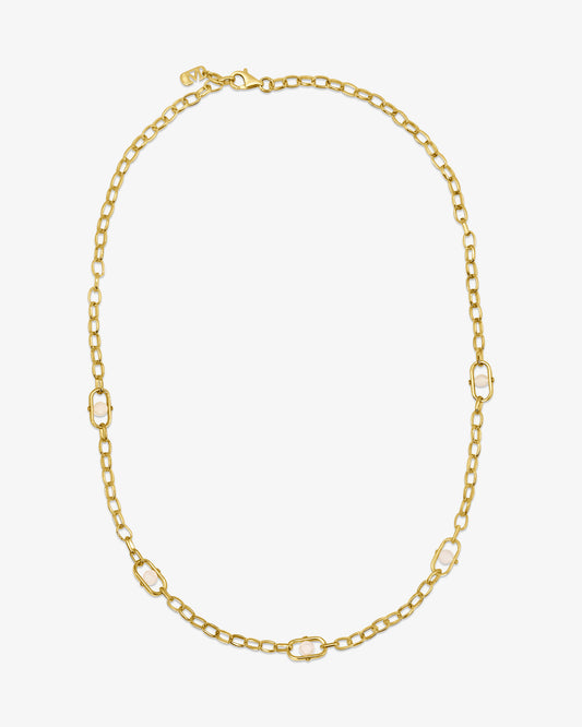 18k gold-plated silver choker with pearls and logo Libre 