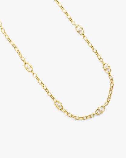 18k gold-plated silver choker with pearls and logo Libre 